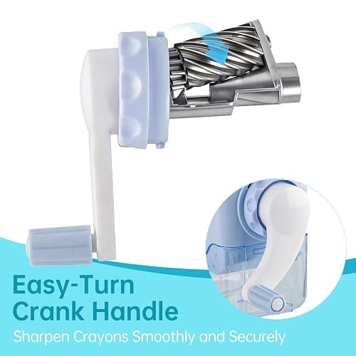 Crayon Sharpener Compatible with Crayola, Manual Hand Crank Crayon Sharpener, Transform Dull Crayons into Sharp, with Removable Shavings Container, for Home, Art Projects, and Travel, Blue thumbnail 4