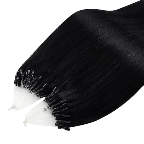 Full Shine Micro Loop Hair Extensions Human Hair 24 Inch 50 Grams Color 1 Jet Black Long Straight Remy Hair Micro Link Hair Extensions Human Hair add Length thumbnail 9