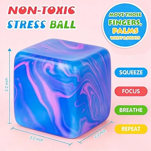 Stress Balls Fidget Toys for Adults Stress Relief, Square Shape Stress Cube Sensory Squeeze Toys, Slow Rising Squeeze Ball for Party Favors Stocking Stuffers (Blue) thumbnail 2