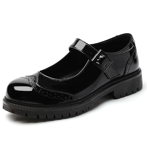 XSE Mary Jane Shoes Women Black Platform Mary Janes for Womens Flats Non Slip Loafers School Office Dressy Casual Work Shoes - Image 1