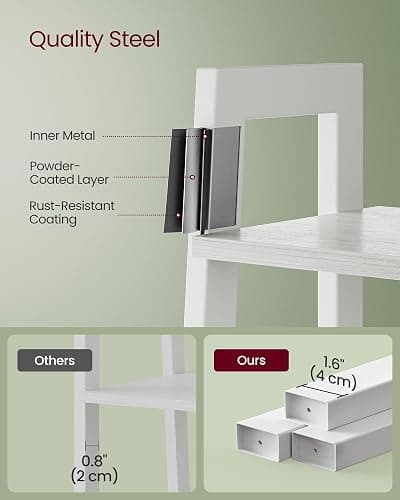 VASAGLE Ladder Shelf, 4-Tier Bookshelf, Storage Rack, Bookcase with Steel Frame, for Living Room, Home Office, Kitchen, Bedroom, Industrial Style, Maple White and Pearl White ULLS044W44 thumbnail 6