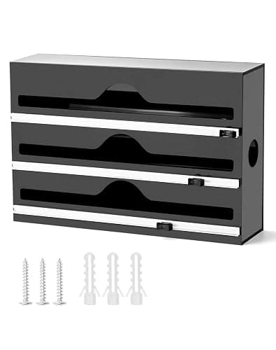 QWORK® 3 in 1 Küche Folienspender Folienschneider für Frischhaltefolie Folien Backpapier, Kompatibel mit 31 cm Rollen, Wandmontage oder Stand auf der Arbeitsplatte thumbnail 2