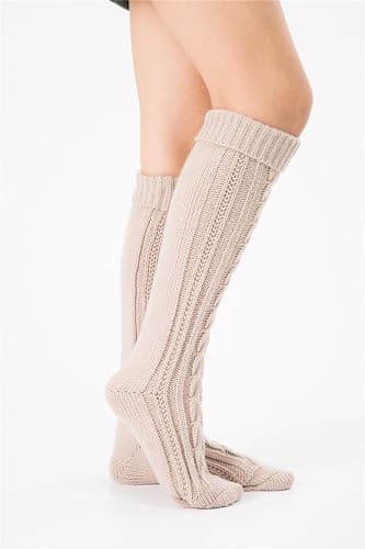 SherryDC Women's Cable Knit Long Boot Stocking Socks Knee High Winter Leg Warmers - Image 1