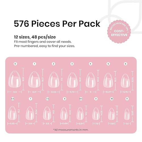 Beetles Gel Nail Tips 576Pcs Extra Short Almond Fake Nails Etch-X Half Matte Press on Nail Tips Full Cover Gifts for Women Gel Nail Polish Extensions Set thumbnail 3