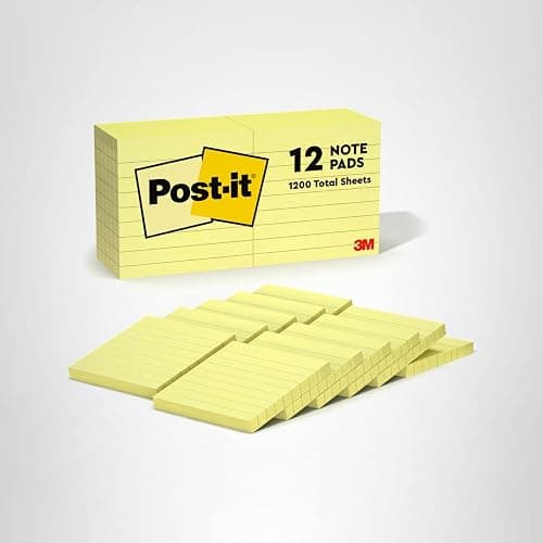 Post-it Notes, 3 x 3 in, The Iconic Canary Yellow Note, 12 Lined Pads | School Supplies and Office Products thumbnail 12