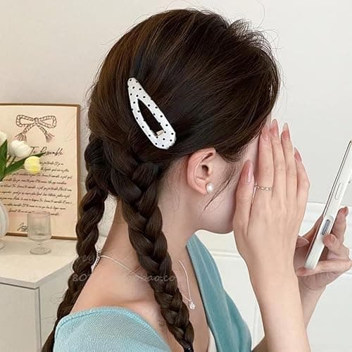 4PCS Hair Accessories for Women Black White Dot Hair Pins for Women Hair Clips Small for Styling Festival Accessories ﻿ thumbnail 8