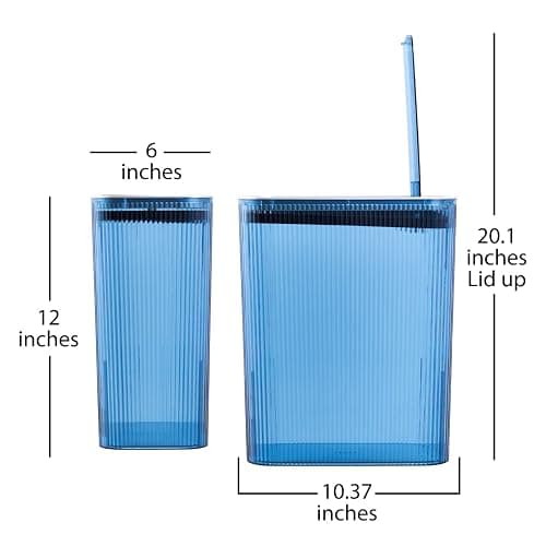 Glad Bathroom Trash Can, 2.6 Gallon (10L) - Slim Plastic Waste Basket with Pop-Up Lid and Bag Ring - Colored Clear Trash Can for Bedroom, Office, College Dorm - Blue thumbnail 3