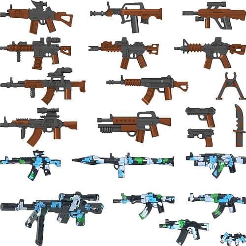 Nicolababe 390 Pezzi Set Armi Militari Giocattoli Mattoncini Equipaggiamento Soldato, Elmetto Mimetizzato, Gilet Tattico, Scudi, Mitragliatrice Gatling, Compatibile con le Principali Minifigure thumbnail 8