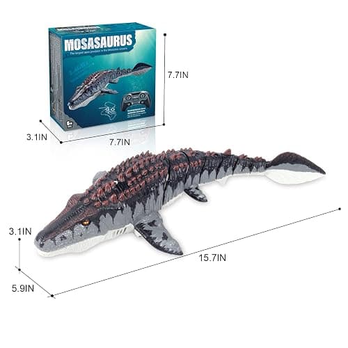 fromeasy Mosasaurus Dinosaur Toys, Upgrade Remote Control Water Toy, Pool Toys for Kids Ages 4-8, RC Dino with Light and Spray Water for Swimming Bath Lake Ocean Christmas Birthday Gift thumbnail 3