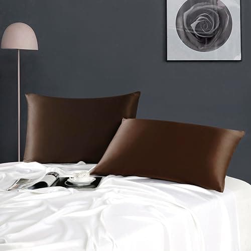 ZIMASILK 100% Pure Mulberry Silk Pillowcase for Hair and Skin Health,Soft and Smooth,Both Sides Premium Grade 6A Silk,600 Thread Count,with Hidden Zipper,1pc(Standard 20''x26'',Chocolate) thumbnail 2