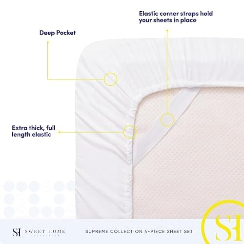 Twin XL Sheets - Breathable Luxury Sheets with Full Elastic & Secure Corner Straps Built In - 1800 Supreme Collection Extra Soft Deep Pocket Bedding Set, Sheet Set, Twin XL, White thumbnail 5