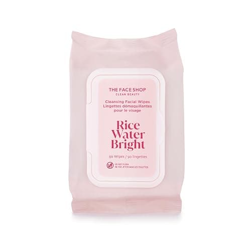 The Face Shop Rice Water Bright Makeup Remover Wipes for Face with Rice Extract, Brightening, Moisturizing, Infused with Cleansing Milk, Vegan Disposable Cleansing Facial Wipes, Korean Skin Care - Image 1