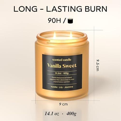 CHILLFLAME Vanilla Candle, 14.1 oz Scented Candles for Home, 2 Wicks Blended Scents Candles for Women and Men, Birthday Gifts for Women (Vanilla+Lily+Jasmine) thumbnail 3