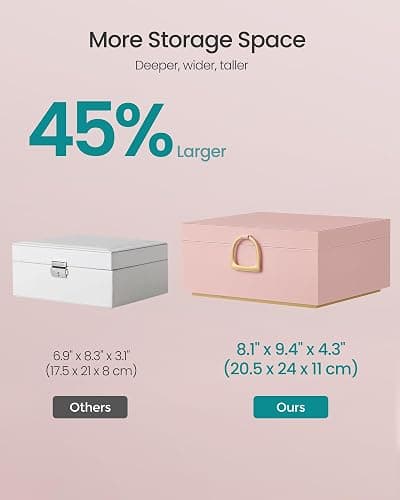 SONGMICS 2-Layer Jewelry Box, Jewelry Organizer with Handle, Removable Jewelry Tray, Jewelry Storage, Floating Effect, 8.1 x 9.4 x 4.3 Inches, Gift Idea, Jelly Pink UJBC165R01 thumbnail 5