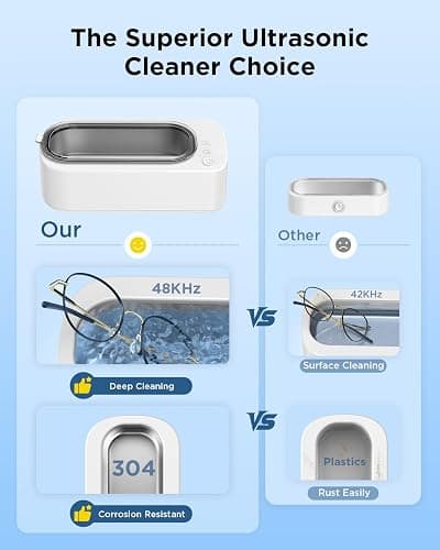 OSLTWI Ultrasonic Jewelry Cleaner Machine: 48KHz Ultra Sonic Cleaner for Jewelry,Eyeglass,Rings,Watch Band,Dentures,with Dual Cleaning Modes,350ML 304 Stainless Steel Tank,Gift for Wife,Mom,Daughter thumbnail 9