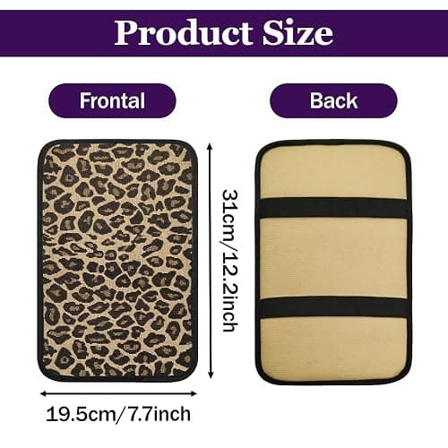 Leopard Cheetah Print African Animal Hunting Auto Center Console ArmrestPad | Car Center Console Cover, Auto Accessories Soft Comfort Armrest Cover Cushion Mat for Most Cars thumbnail 2