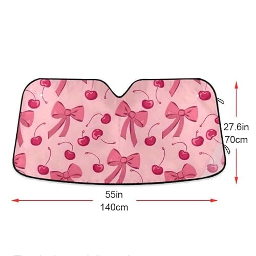 Bow Cherry Pink Windshield Sun Shade Blocks UV Rays Sun Visor Protector Sunshade Accordion Folding Sun Reflector Auto for Car Truck SUV to Keep Your Vehicle Cool thumbnail 3