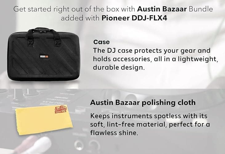 Pioneer DDJ-FLX4 2-Channel DJ Controller - Black Bundle with Case and Austin Bazaar Polishing Cloth thumbnail 3