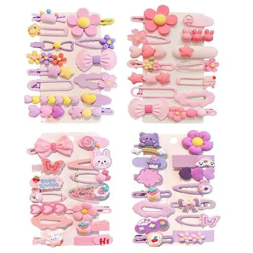 56 pcs Girl Hair Clips Cute Clips for Toddler Girls Hair Accessories Rabbit/Flower/Bow Colorful Patterns - Image 1