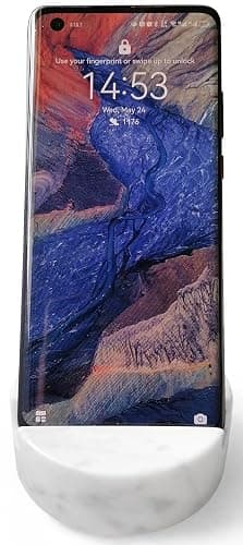 fashciaga Luxurious Marble Cell Phone Stand Holder for Cellphone Tablet On Desk, Countertop, Table, Nightstand. Heavy Real Stone Mobile Phone Stands (Solid) thumbnail 3