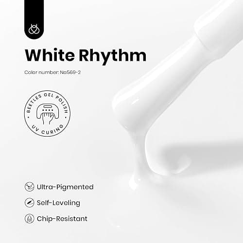 Beetles White Gel Polish - Hema-Free French Gel Nail Polish High Gloss Colors Soak Off Pure White Rhythm Nail Polish Nail Art Manicure Salon White Color Bottle | Soak Off Pure White Rhythm Nail Polish Nail Art Manicure Salon White Color Bottle thumbnail 3