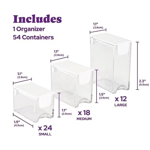 DIAMOND ART CLUB Diamond Painting Storage Organizer - 54 Premium Containers for Diamond Or Bead Storage - Portable, Stackable & Multi-Size Craft Organizers, Essential Diamond Painting Accessories thumbnail 5