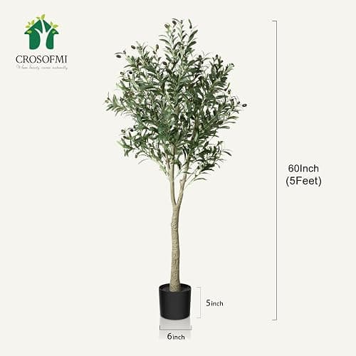 CROSOFMI Olivier Artificiel 150cm en Pot Fausse Plante Verte Décoration pour Intérieur Extérieur Maison Chambre Salon Balcon Cour Jardin thumbnail 3