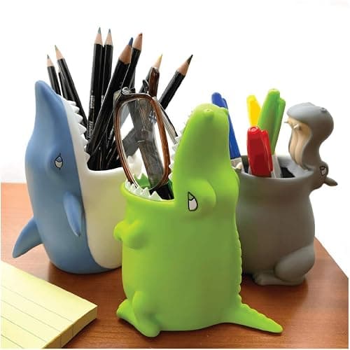 Lily’s Home Fun Kids Animal Toothbrush Holder, Bathroom Organizer, Pencil Cup - Shark - Crock thumbnail 7