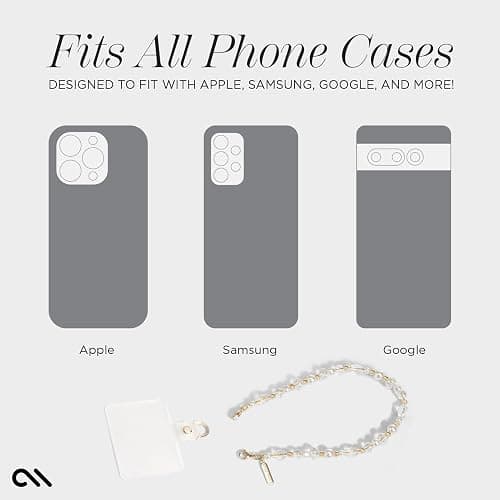 Case-Mate Beaded Phone Charm - Detachable Anti Theft Strap - Hands-Free iPhone Wrist Strap for Women - Phone Chain Wristlet - Fits Galaxy, Pixel and More - Crystal Pearl Gold thumbnail 9
