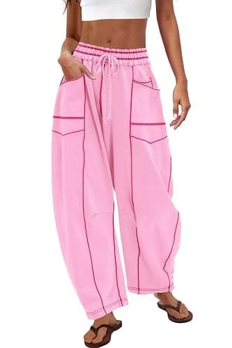 Nirovien Womens Barrel Sweatpants High Waisted Wide Leg Pants Drawstring Athletic Baggy Pants Lounge Sweats - Image 1