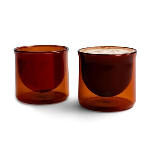 FLUR Latte XL Glasses (Set of 2) Perfect for Lattes, Latte Art, Iced Lattes & Milk Drinks – Double-Walled Borosilicate Glass – Handmade, Lightweight & Durable – 10oz (Amber) - Image 1