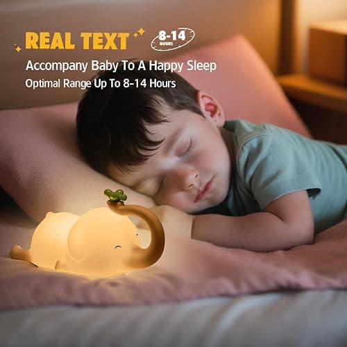 MAGOHMT Silicone Elephant Night Light for Kids - 3-Level Dimmable & Rechargeable LED Lamp, Touch Control Soft Animal Light for Nursery, Baby Room Decor thumbnail 3