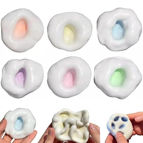 6Pcs Stress Balls, Colorful Sand Glutinous Squeeze Balls for All Ages, Portable Shapeable Anxiety Relief Toys for Office, School, or Travel thumbnail 5