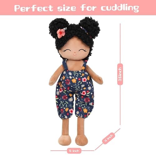 Jumbrace Soft Black Baby Doll Toys 16'' African American Baby Rag Doll for Girls, One Year Old Girl Birthday Gifts,Plush Toys for Toddlers Kids Infants (Black) thumbnail 3
