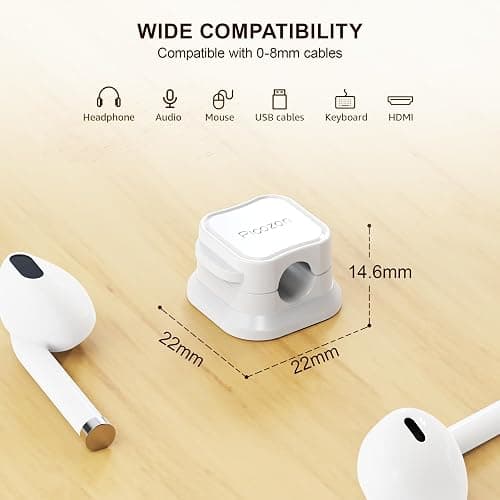 Picozon 6 Pack Magnetic Cable Clip Organizer Cord Holder, Picozon Adhesive Cable Management, Wire Phone USB Charger Cable Holder Keeper Organizer for Car, Office Home Desktop, Wall, Night Table thumbnail 7
