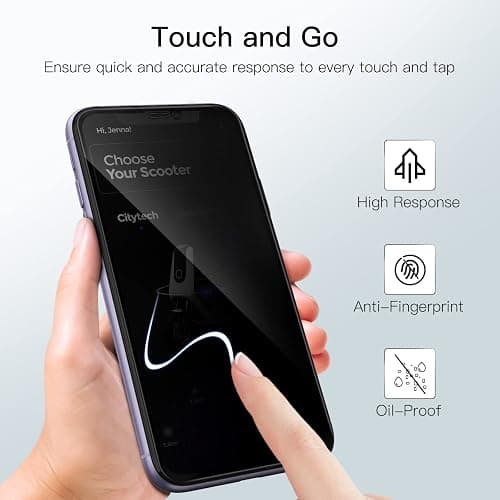 JETech Privacy Full Coverage Screen Protector for iPhone 11/XR 6.1-Inch, Anti-Spy Tempered Glass Film, Edge to Edge Protection Case-Friendly, 2-Pack thumbnail 6