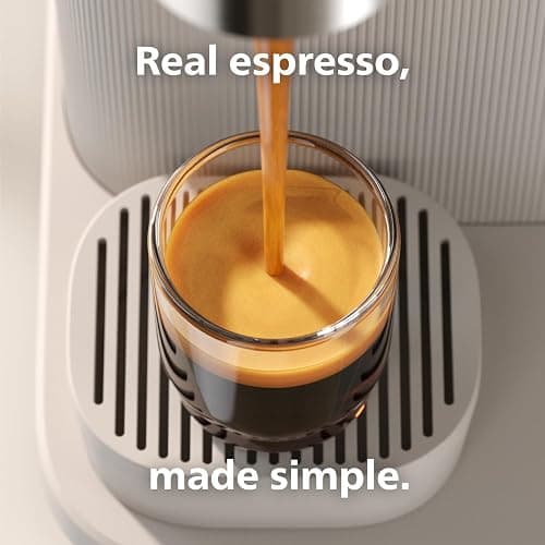 Philips Baristina Espresso Machine, Grind, Tamp & Brew Coffee Beans in One Swipe, Compact, 16 Bar Pump Pressure, Automatic Grinder, Natural White with Ash Wood Portafilter (BAR302/20) thumbnail 3