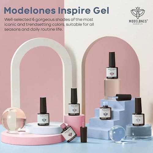 modelones Gel Nail Polish Set, 6 Colors Nude Pink Blue Red Gel Polish Set All Seasons Nail Art Soak Off DIY Home Salon Nail Gifts for Women Girls thumbnail 2