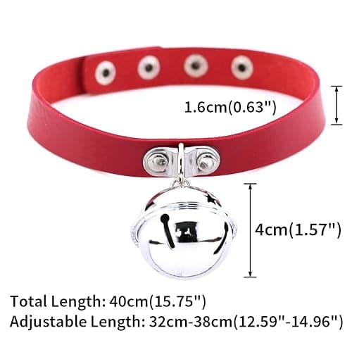 FM FM42 Multicolor PU Simulated Leather Silver-tone 4cm Large Bell Pendant Neckband Choker Necklace thumbnail 2