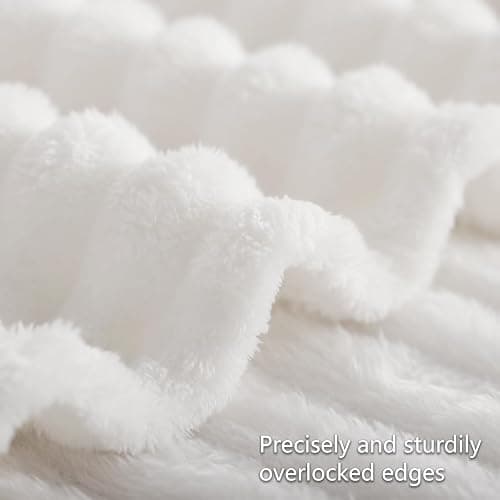 RUIKASI Kuscheldecke Flauschig Decke Weiß - 130x150cm Fleecedecke Sofadecke Couchdecke für Wohnzimmer Deko Tagesdecke Blanket, Weiche Wolldecke Warme Korddecke als Wohn- & Kuscheldecken thumbnail 5