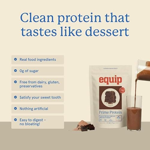 Equip Foods Prime Protein Powder | Clean, Grass Fed Beef Protein Powder | Carnivore Protein Isolate | Paleo, Keto Friendly | Gluten & Dairy Free | Helps Build & Repair Tissue | 30 Servings, Chocolate thumbnail 4