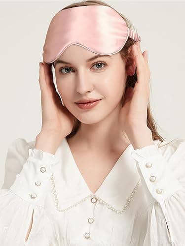 SILKTALE Mulberry Silk Blackout Adjustable Sleep Eye Mask for Men/Women Travel Plane,Blush Pink thumbnail 5