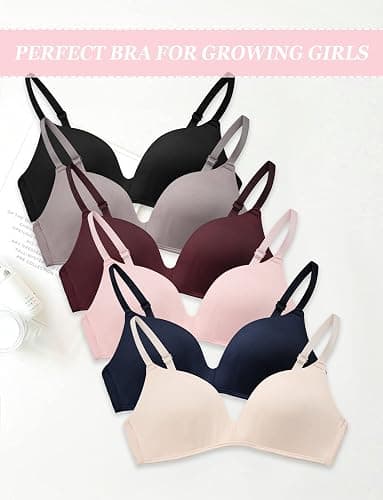 Happy Cherry Teens Training Bras for Girl Adjustable Cotton Bra with Padded Soft Lightly Wireless Training Bra Pack of 6 thumbnail 5
