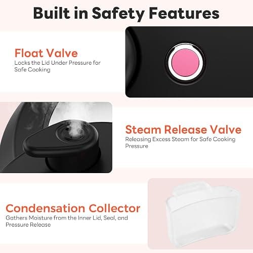 DUMOS Electric Pressure Cooker 16-in-1, 8QT Programmable Multi Cooker with 12 One-Touch Presets, Soup Steam Yogurt and More, Ceramic Inner Pot Delay Start & Keep Warm, Includes Recipe Guide, Black thumbnail 6