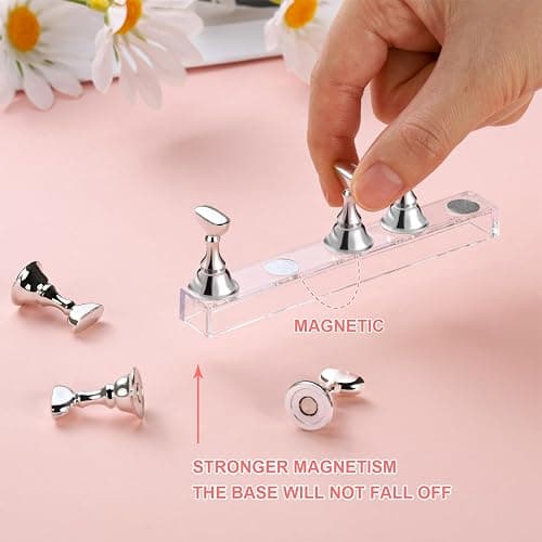 Etercycle Nail Stand Press On Nail Stand Nail Holder for Painting Nails Magnetic Nail Tips Practice Stands with 80Pcs Reusable Putty (Silver) thumbnail 2