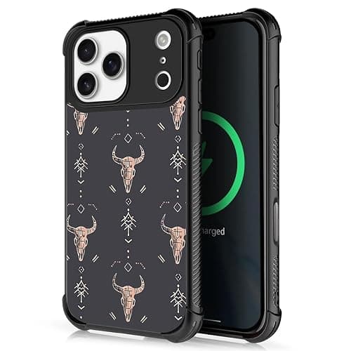 FKBRCL4U for iPhone 17 Pro Max Case,for MagSafe Graphic Design for Girl Boy Soft Silicone Hard Acrylic Shock Protection Designed for iPhone 17 Pro Max Western Boho Country Southern Pattern - Image 1