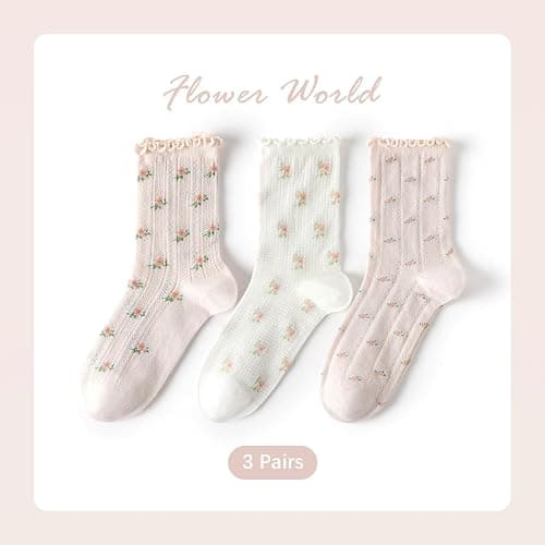 LOUIE SILNA Women Ankle Socks,Sports Breathable Fashion Lace Flash stitching flowers Frilly Ankle Socks thumbnail 3