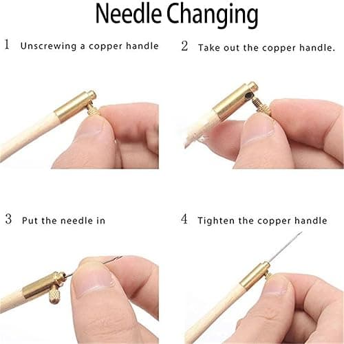 3Pcs Tambour Hooks Kit, Embroidery Crochet Hooks with 9 Needles, Wooden Handle French Tambour Hook Latch Beaded Needle for Embroidery Sequin Beading Knitting DIY Sewing thumbnail 4