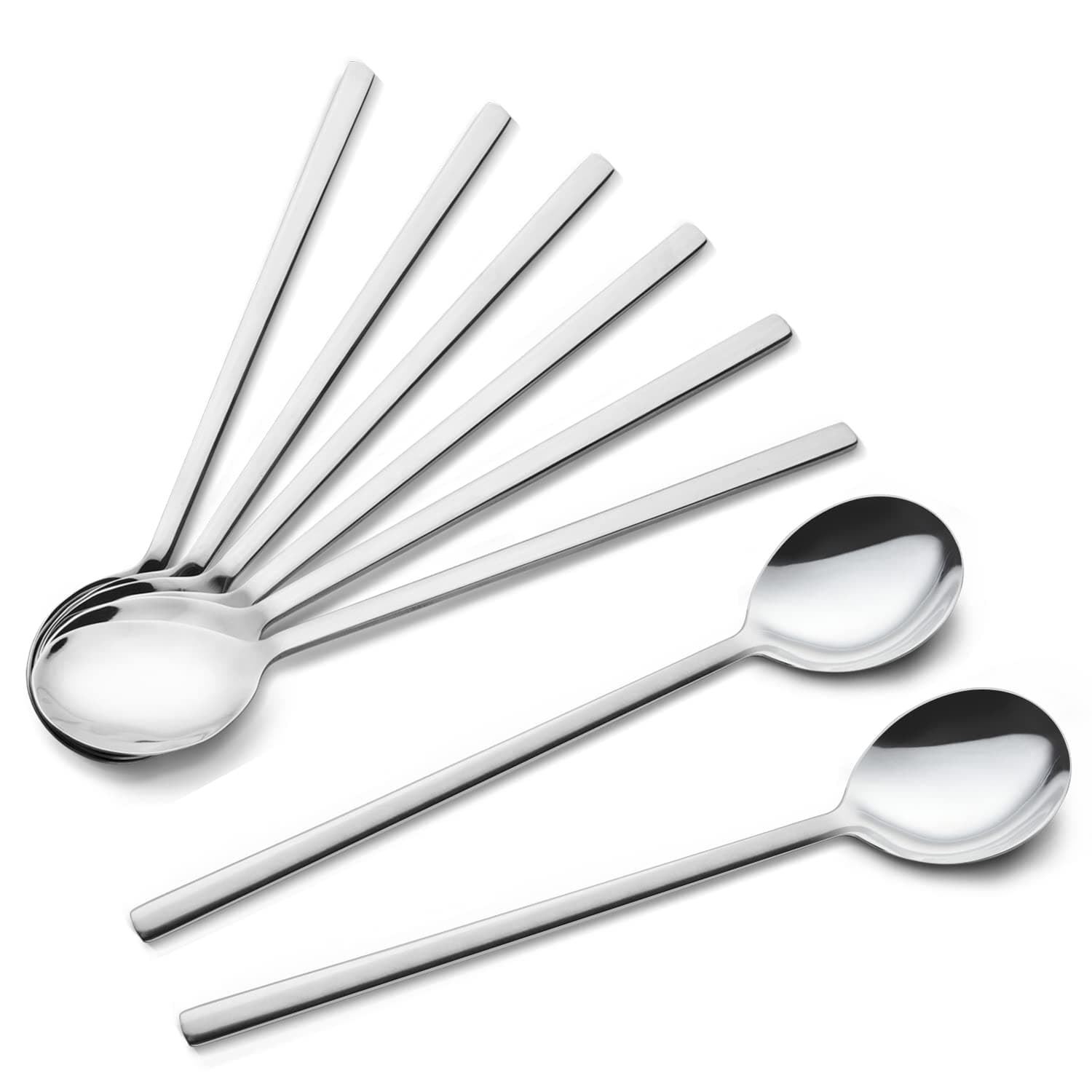 Spoons, 8 Pieces Stainless Steel Korean Spoons,8.5 Inch Soup Spoons,Long Handle Dinner Spoons,Rice Spoon,Table Spoon for Home, Kitchen or Restaurant - Image 1