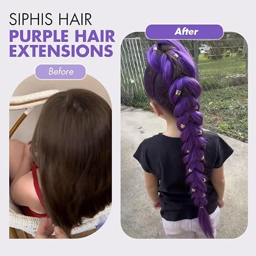 Siphis 26 inch Long Purple Braiding Hair Pre Stretched Synthetic Braiding hair Extensions for Braids, Purple Hair Extensions for Stage Party Halloween Costume Cosplay thumbnail 4